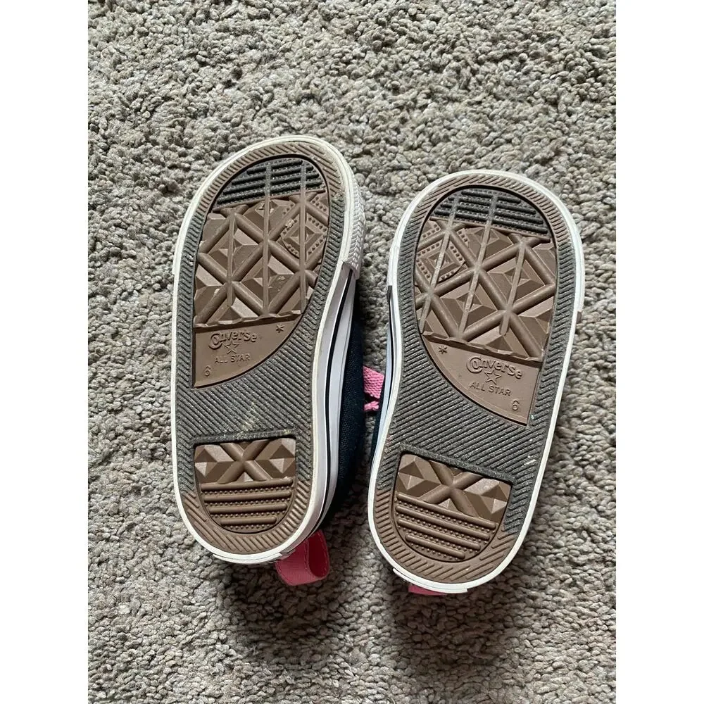 Black and Pink Kids Converse- size 6